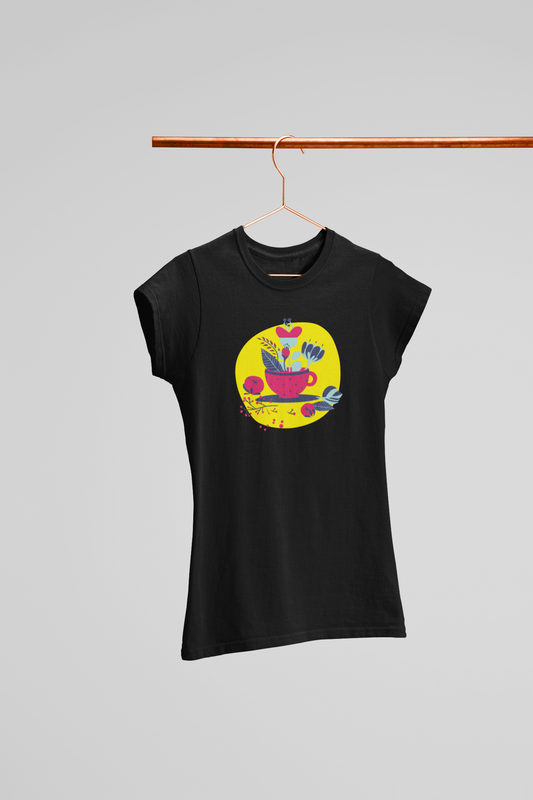 CUP AND FLOWER WOMEN T-SHIRT