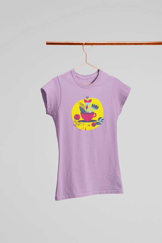 CUP AND FLOWER WOMEN T-SHIRT